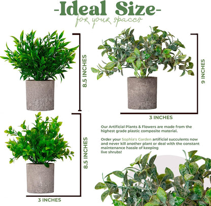 🌿 Mini Artificial Greenery Plants in Decorative Pots 