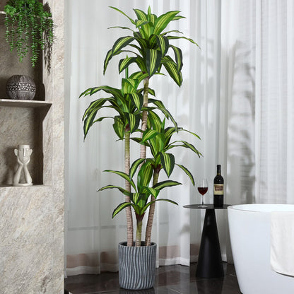 🌿 6-Foot Artificial Dracaena Tree in Black Planter