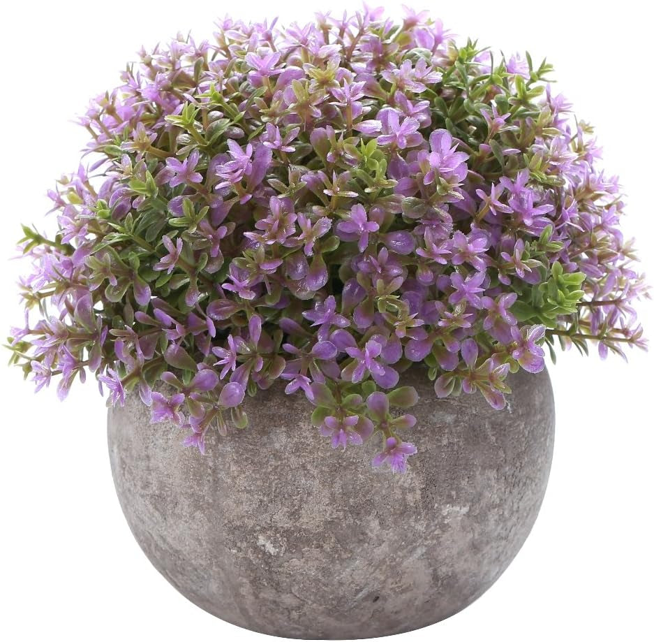 🌼 Artificial Lavender Plant in Decorative Gray Pot