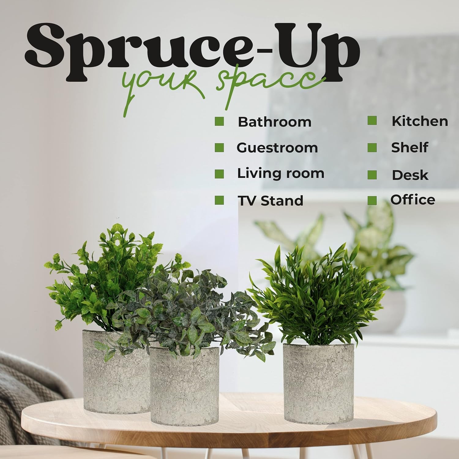 🌿 Mini Artificial Greenery Plants in Decorative Pots 