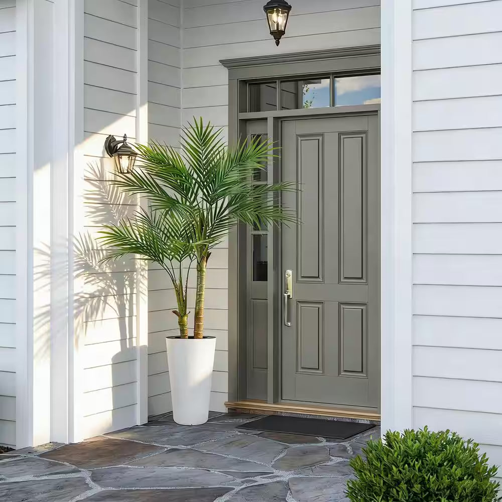 5 Ft. Artificial Palm Tree with White Tall Pot 60.2 In. Fake Plants Outdoor Floor Plants for Home Office Poolside Decor