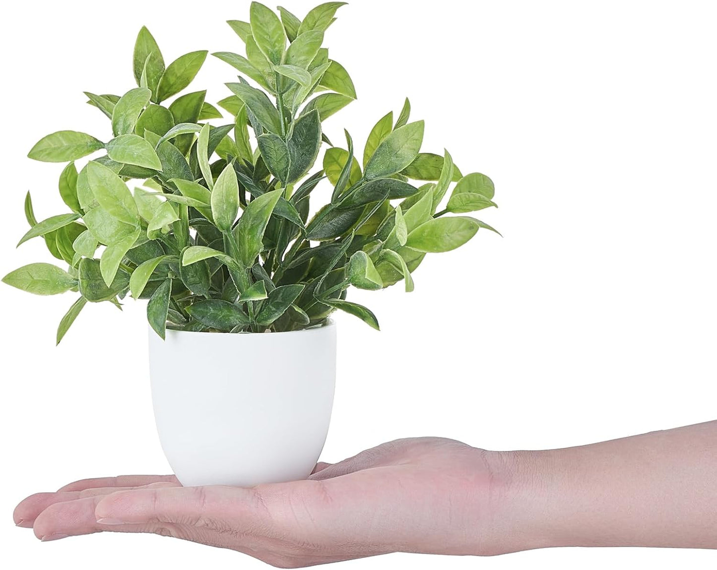 4 Packs Fake Plants Mini Artificial Greenery Potted Plants Faux Eucalyptus for Spring Decor Home Indoor Office Table Shelf Room Bathroom Farmhouse Decor (White)
