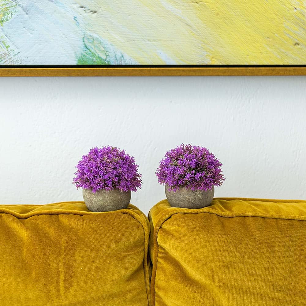 🌼 Artificial Lavender Plant in Decorative Gray Pot