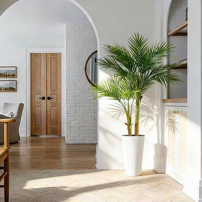 5 Ft. Artificial Palm Tree with White Tall Pot 60.2 In. Fake Plants Outdoor Floor Plants for Home Office Poolside Decor