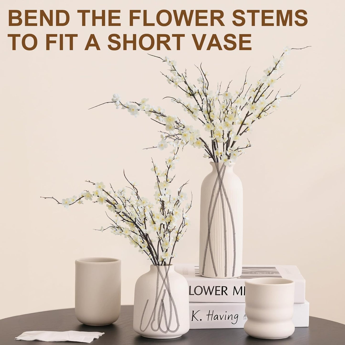 6Pcs Cherry Blossom Branches 39 Inch Artificial Cherry Blossom Decor for Spring Decorations for Home, Faux Long Stem Artificial Flowers for Tall Vase Wedding Party Office (6Pcs)