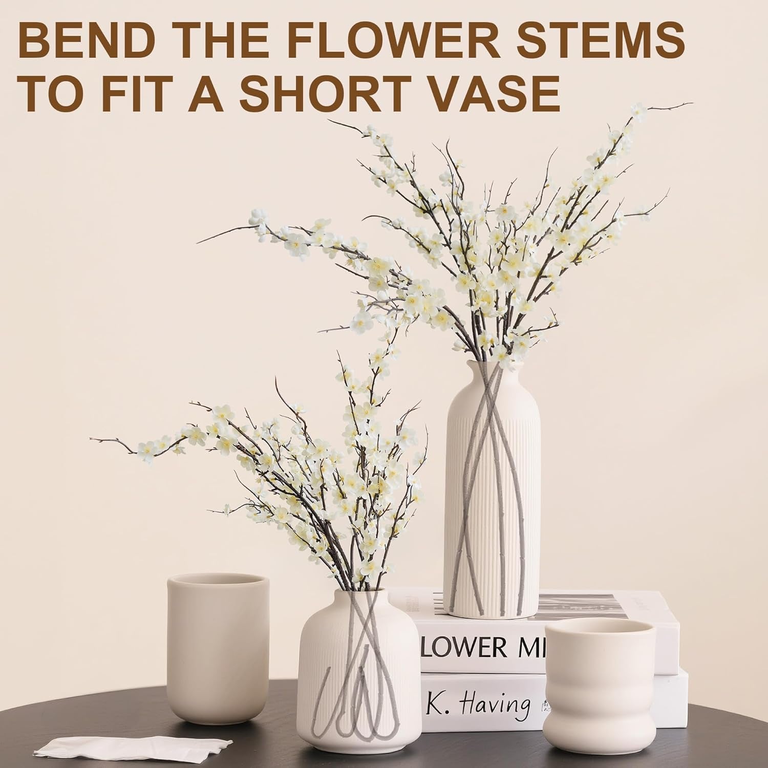 6Pcs Cherry Blossom Branches 39 Inch Artificial Cherry Blossom Decor for Spring Decorations for Home, Faux Long Stem Artificial Flowers for Tall Vase Wedding Party Office (6Pcs)
