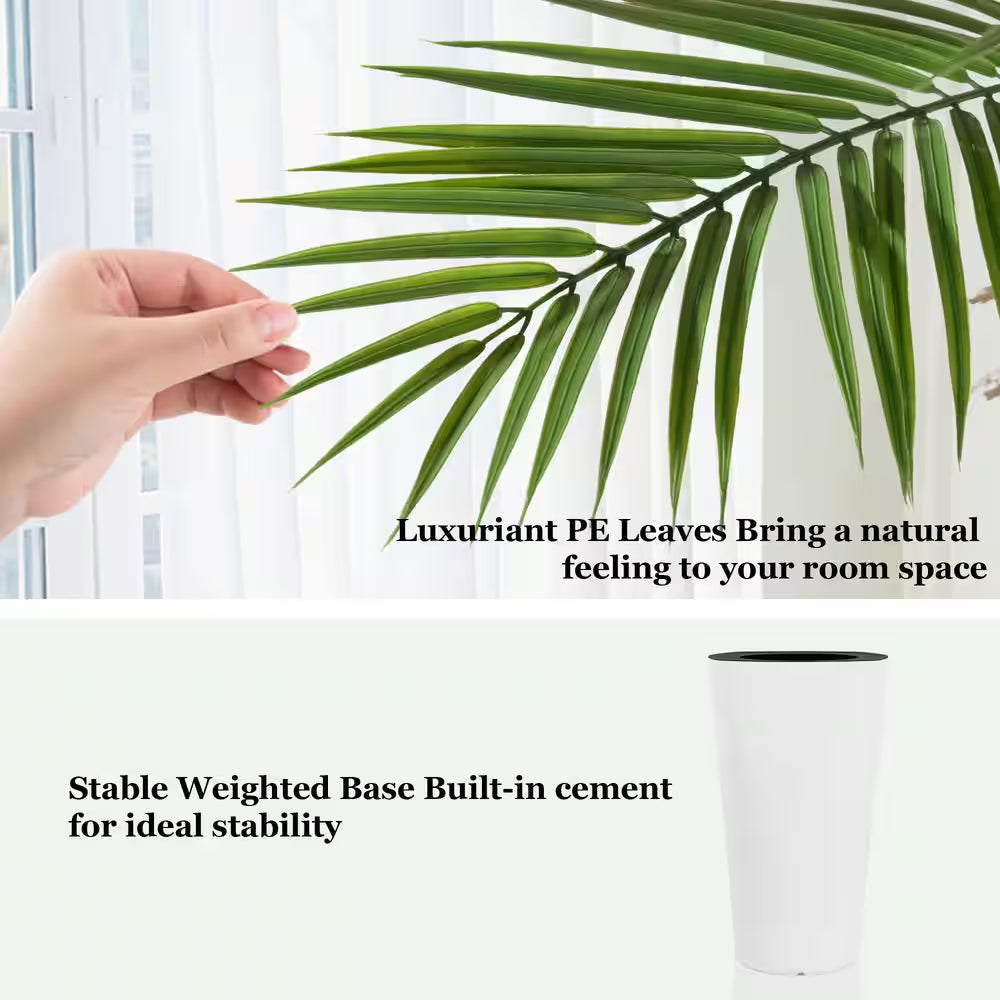 5 Ft. Artificial Palm Tree with White Tall Pot 60.2 In. Fake Plants Outdoor Floor Plants for Home Office Poolside Decor