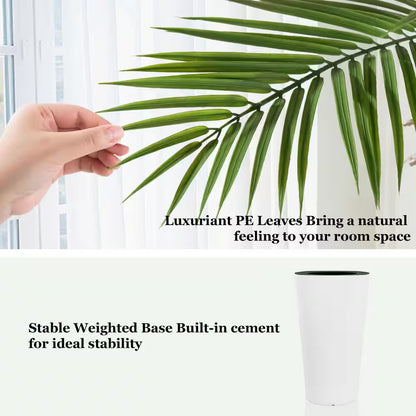 5 Ft. Artificial Palm Tree with White Tall Pot 60.2 In. Fake Plants Outdoor Floor Plants for Home Office Poolside Decor