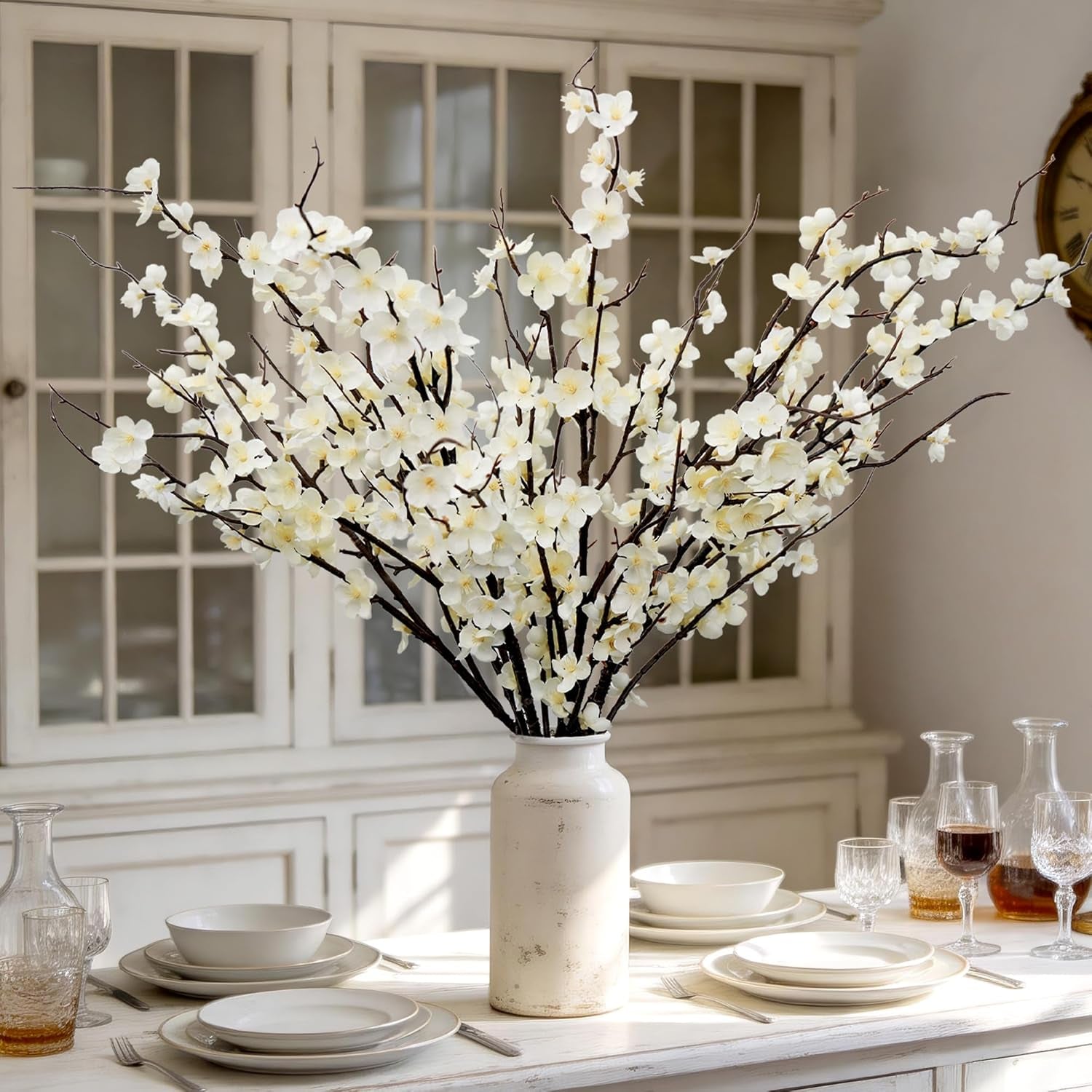 6Pcs Cherry Blossom Branches 39 Inch Artificial Cherry Blossom Decor for Spring Decorations for Home, Faux Long Stem Artificial Flowers for Tall Vase Wedding Party Office (6Pcs)