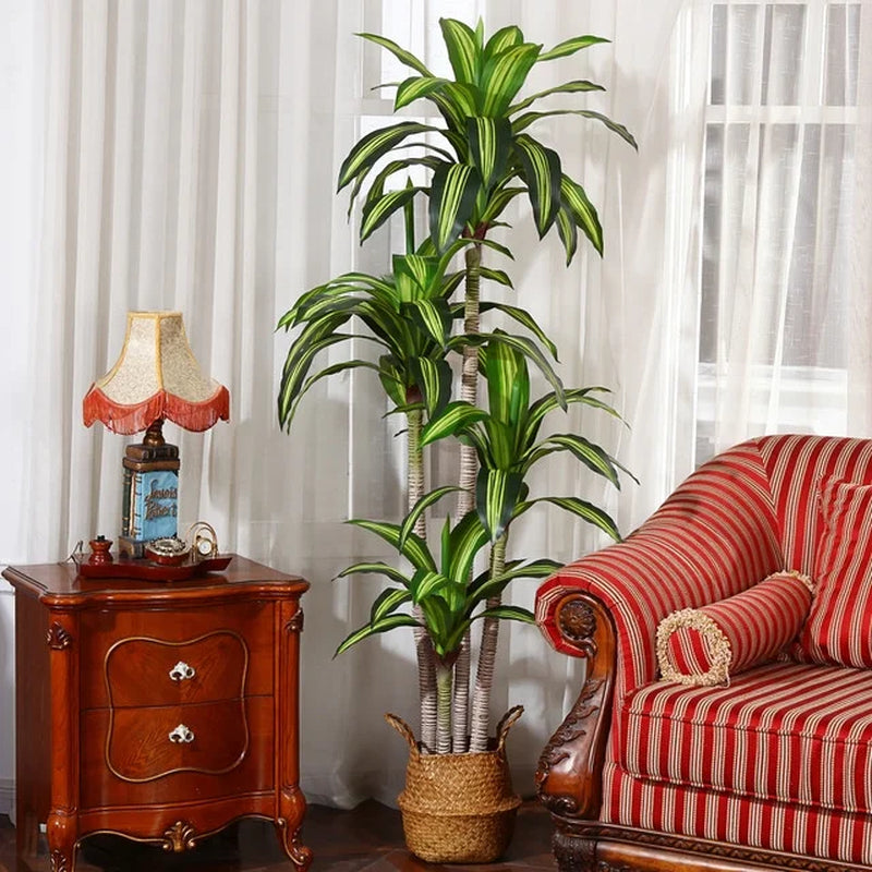 🌿 6-Foot Artificial Dracaena Tree in Black Planter