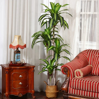 🌿 6-Foot Artificial Dracaena Tree in Black Planter