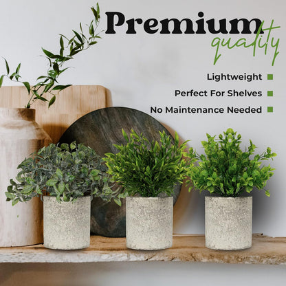 🌿 Mini Artificial Greenery Plants in Decorative Pots 