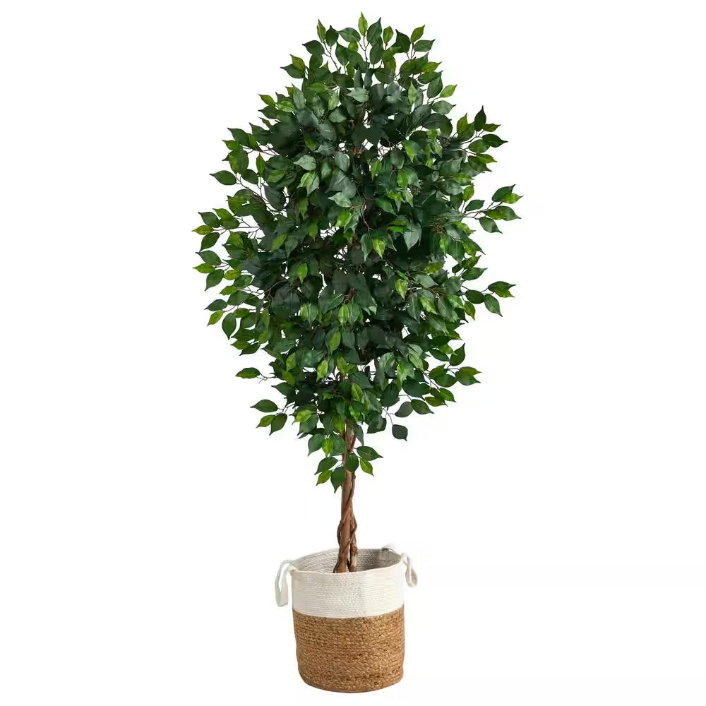 🌿 Artificial Green Ficus Tree in Jute Planter