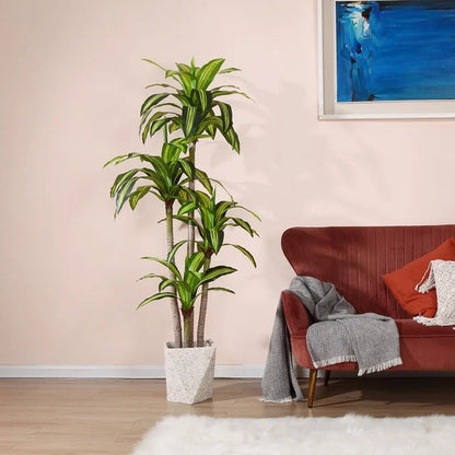 🌿 6-Foot Artificial Dracaena Tree in Black Planter