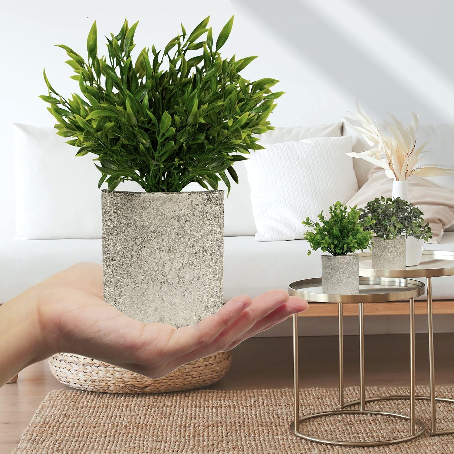🌿 Mini Artificial Greenery Plants in Decorative Pots 