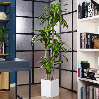 🌿 6-Foot Artificial Dracaena Tree in Black Planter
