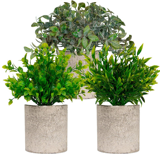 🌿 Mini Artificial Greenery Plants in Decorative Pots 