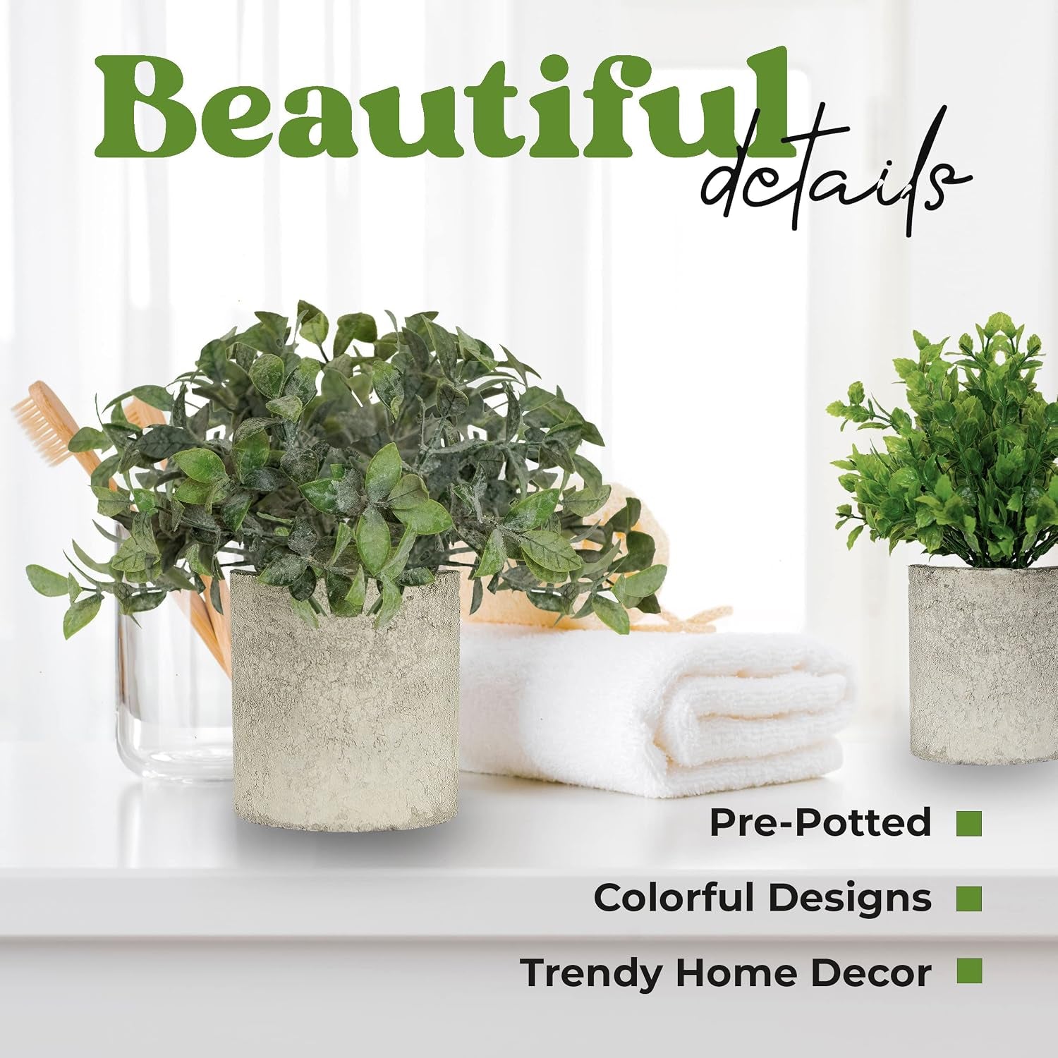 🌿 Mini Artificial Greenery Plants in Decorative Pots 