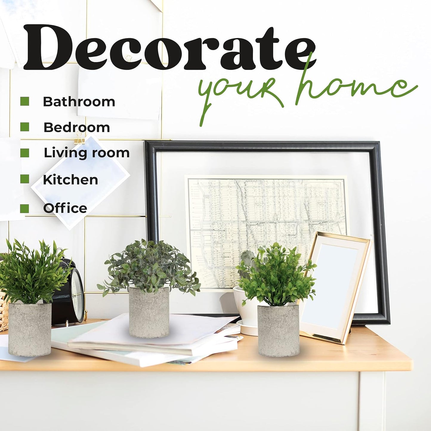 🌿 Mini Artificial Greenery Plants in Decorative Pots 