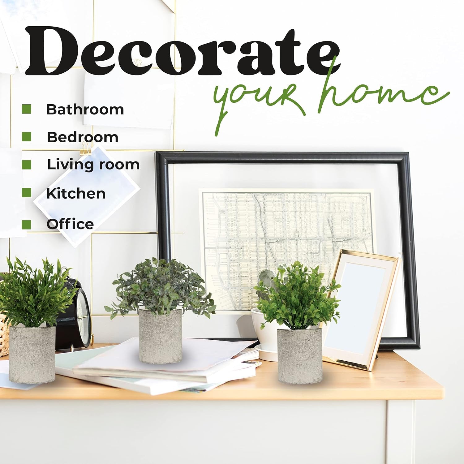 🌿 Mini Artificial Greenery Plants in Decorative Pots 
